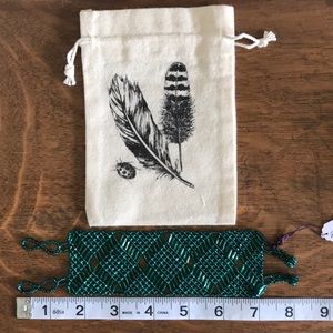 Hand made Green Huichol bracelet